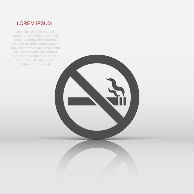 No smoking sign icon in flat style Cigarette vector illustration on white isolated background Nicotine business concept