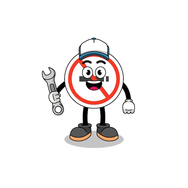 Vector no smoking sign illustration cartoon as a mechanic character design