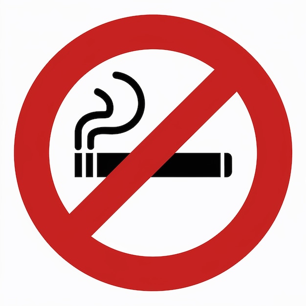 Vector a no smoking sign is shown with a red circle and a no smoking sign