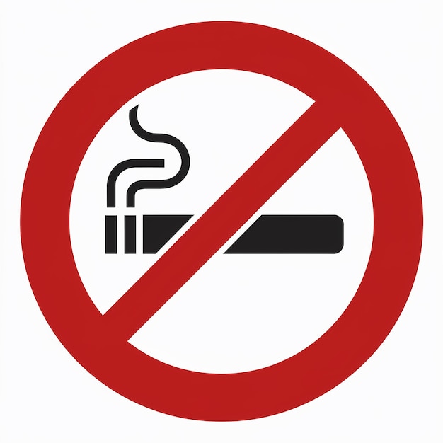 Vector a no smoking sign is shown with a red circle and a no smoking sign