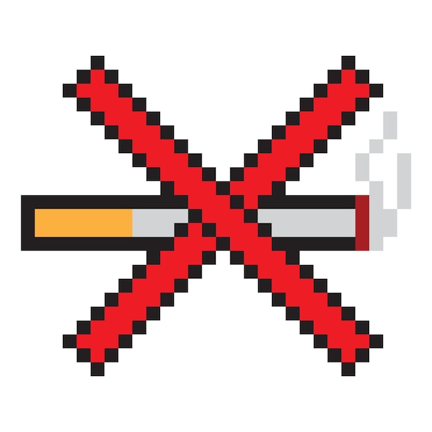 No smoking sign in pixel art style