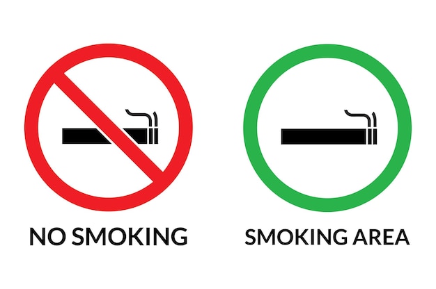 Vector no smoking sign and smoking area sign