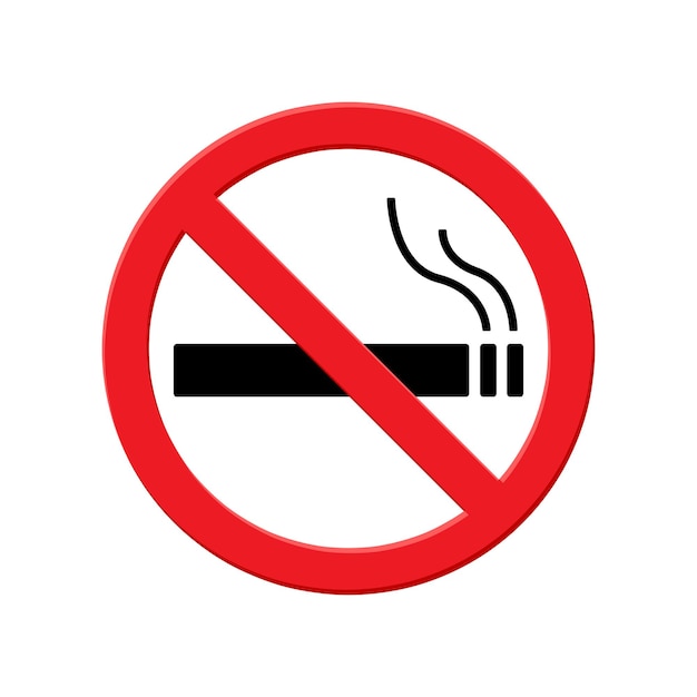 Vector no smoking sign on white background forbidden circle black cigarette icon with red crossed out circle vector image for public area