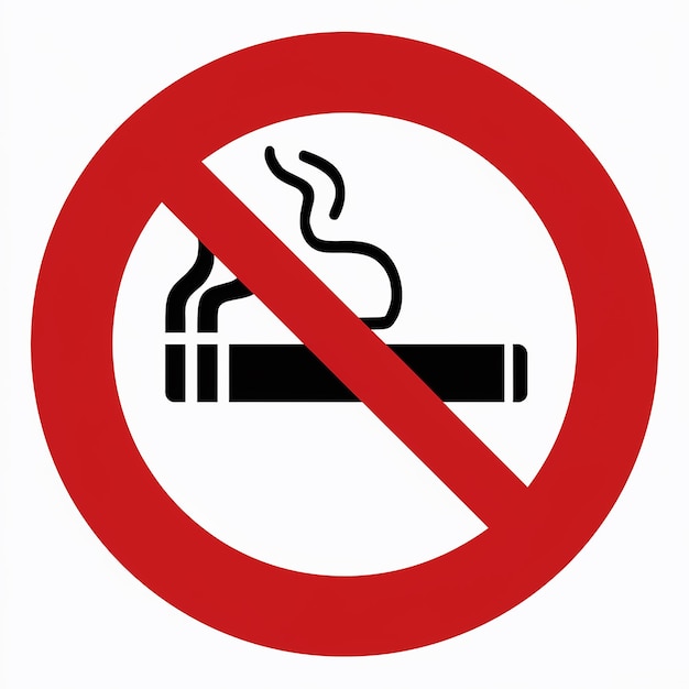 Un cartello vietato al fumo con un cerchio rosso e un cartello proibito al fumo