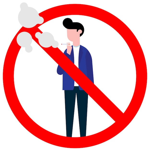 No smoking sign with standing man Forbidden sign icon isolated on white background