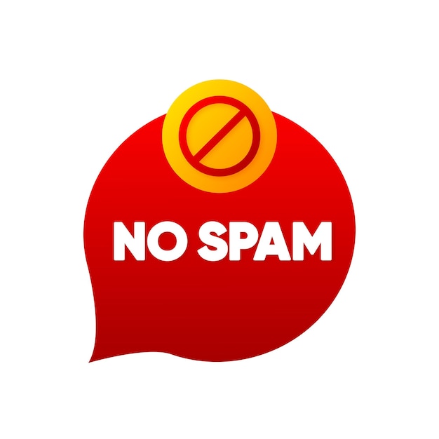 No spam distintivo rosso etichetta di no spam su e-mail isolata su bianco distintivo piatto e-mail con testo no spam