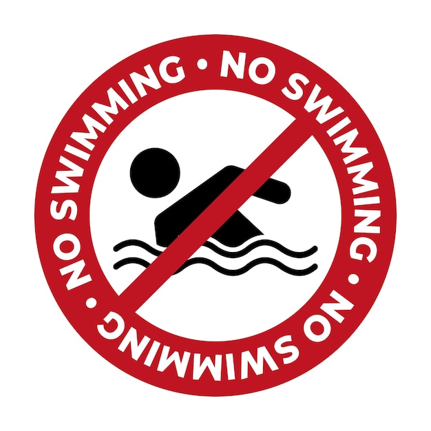 Vettore nessun segno di nuoto impostato. non nuotare. nuoto non consentito vietato segnale stradale di avvertimento