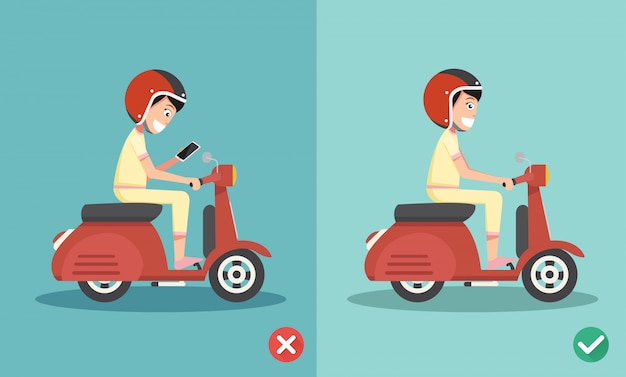 No texting ,no talking, right and wrong ways riding to prevent car crashes