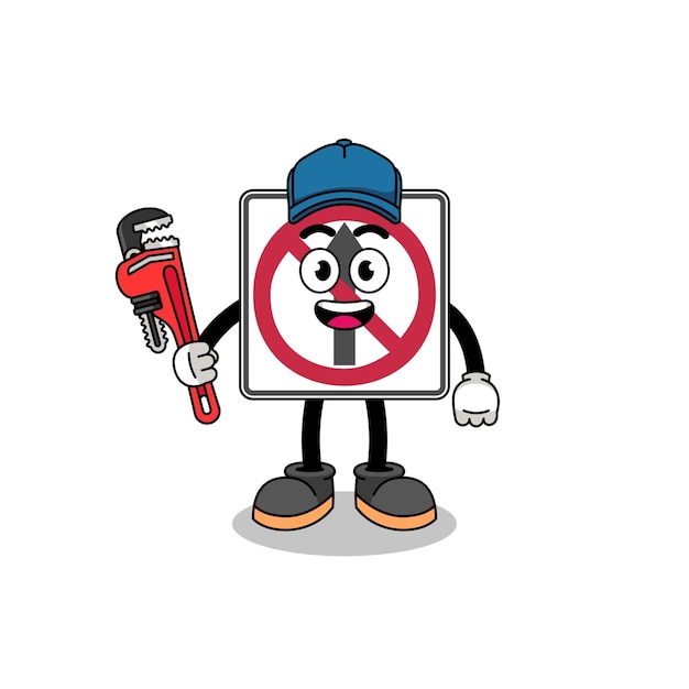 No thru movement road sign illustration cartoon as a plumber