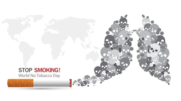 Vector no tobacco day no smoking stop smoking before your life is shortened