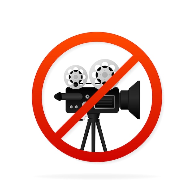 Нет видеозаписи Знак Нет камеры Векторная иллюстрация