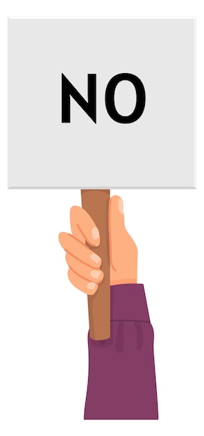 Vector no voting icon human hand with placard sign