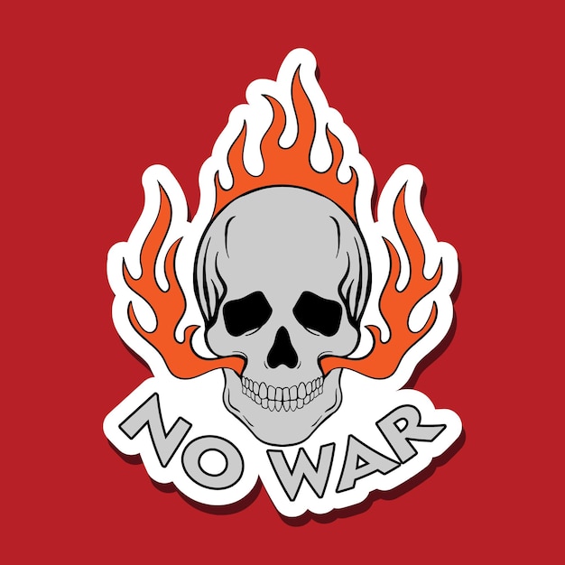 no war and skull fire doodle illustration for stickers banner print etc
