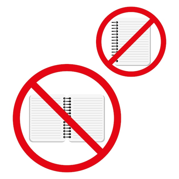 書き込み禁止 ベクトルノートブック禁止シンボル 赤い円 ノート禁止サイン
