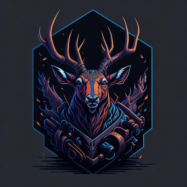 Noble Antlers Regal Deer Vector Design for Merchandise (상품을 위한 고귀한 의 왕실 사 터 디자인)