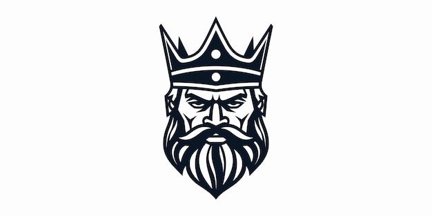 Noble Iconography King with Crown Lineart Logo Vector Template for Grand Designs