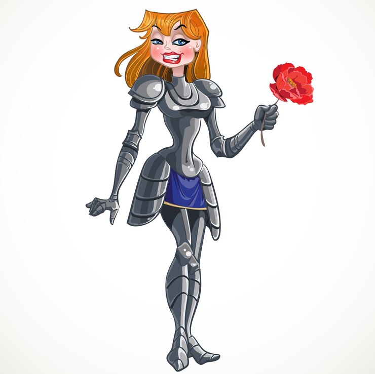 Vector noble princess knight with flower