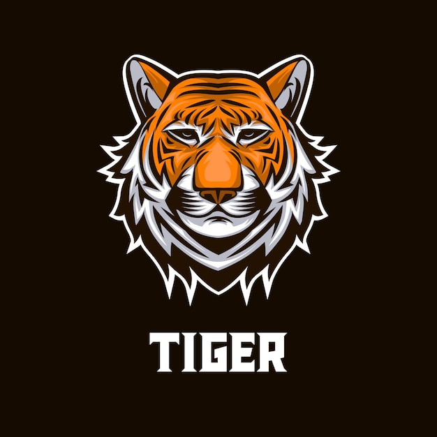 Illustrazione di logo della mascotte della testa della tigre nobile con colore arancione questo logo è molto adatto per la squadra