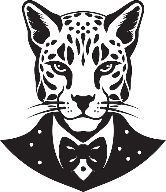 Vector nocturnal beauty ocelot emblem in black inkwell predator vector ocelot logo