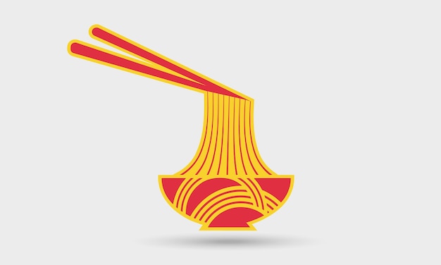 Noedels logo illustratie, Aziatisch eten noodle kom cartoon vector icoon