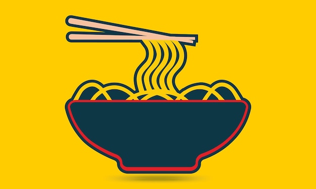 Noedels logo illustratie, Aziatisch eten noodle kom cartoon vector pictogram ontwerp