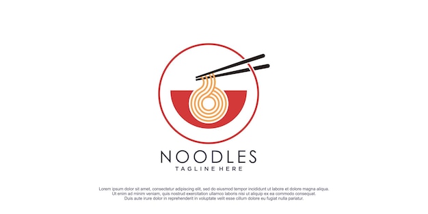 Noedels logo illustratie met creatief ontwerp pictogrammalplaatje