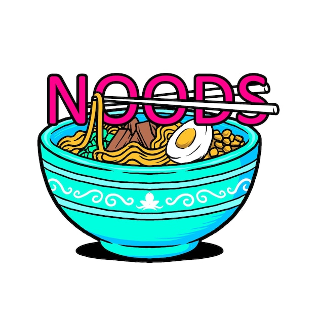 Vector noedels noodle bowl logo vectorillustratie