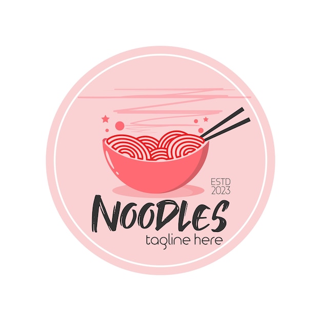 Noedels of ramen logo-ontwerp chinees restaurant logo's vector chinees koreaans en japans eten
