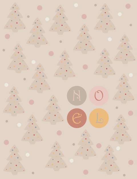 Vector noel christmas card hygge mood xmas trees