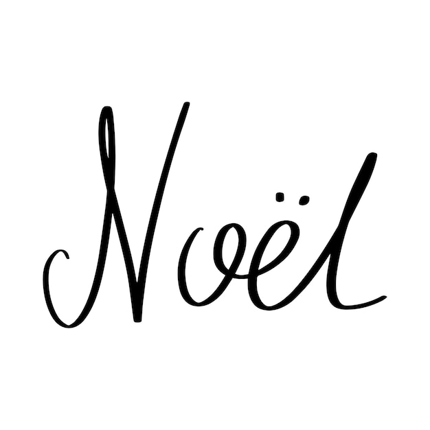 Noel phrase hand drawn lettering Merry Christmas in French language Vector black typography isolated on white background Modern hand drawn lettering for greeting cards posters tshirts etc