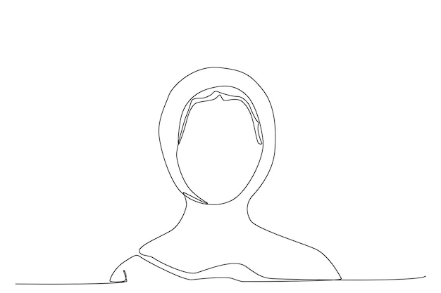 A noface woman with hijab for woman's day one line art