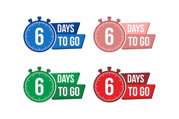 Nog 6 dagen countdown timer klokpictogram tijdpictogram teltijd verkoop vector stock illustratie