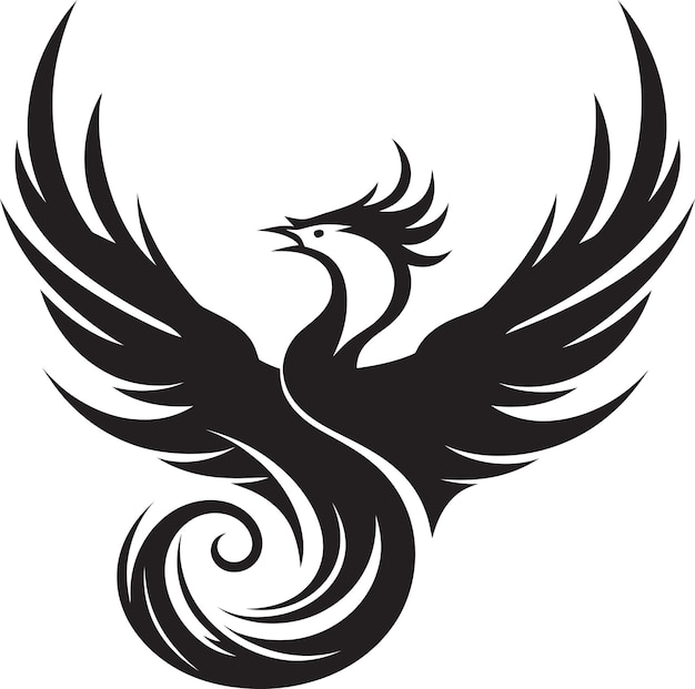 Vector noir firebird iconografie kosmische vlam logo mark