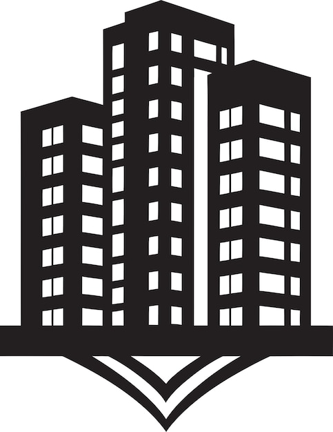Noir Heights Gebouw Vector Majesteit Gebeeldhouwde Stedelijke Symfonie Zwarte Vector