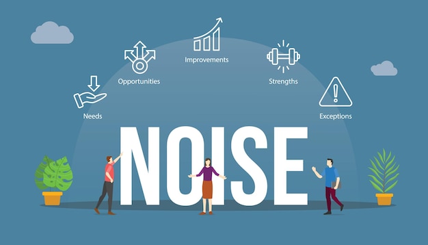 noise analysis strategic planning concept with big word text people with related icon 25147 2386