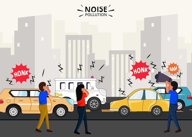 Noise pollution by vehicles illustration