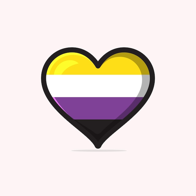 Non binary flag in heart shape vector illustration