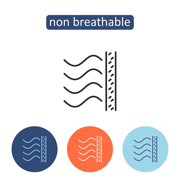 Non breathable fabric outline icons set