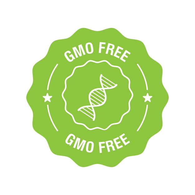 비 GMO 레이블 GMO 무료 아이콘 건강 식품 개념 태그 제품 패키지 벡터 일러스트 레이 션에 대한 GMO 디자인 요소 없음