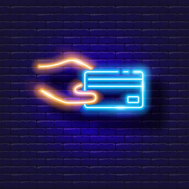 Noncash money vector neon icon Finance money and online banking glowing sign