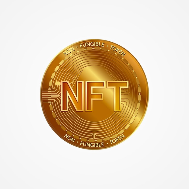 Незаменимый токен золотая монета Цифровая иконка криптовалюты Векторная иллюстрация