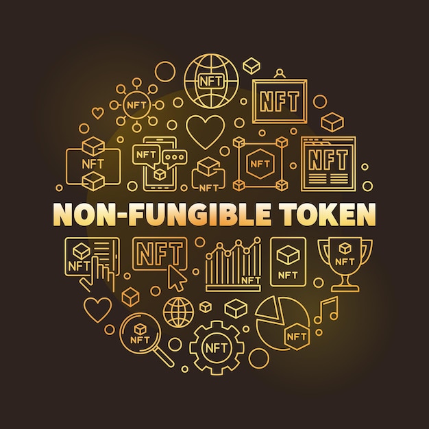 NonFungible Token Technology vector ronde gouden illustratie NFT Banner