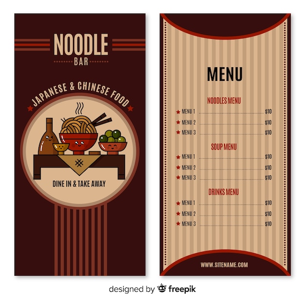 Vettore menu bar noodle