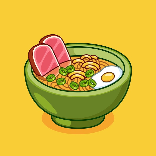 Noodle bowl asian food flat cartoon style