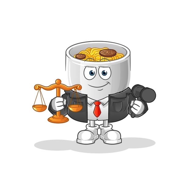 Noodle bowl lawyer cartoon cartoon mascot vector