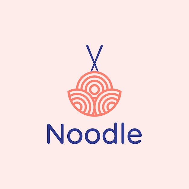 Vettore logo della linea di noodle food con ciotola e bacchette