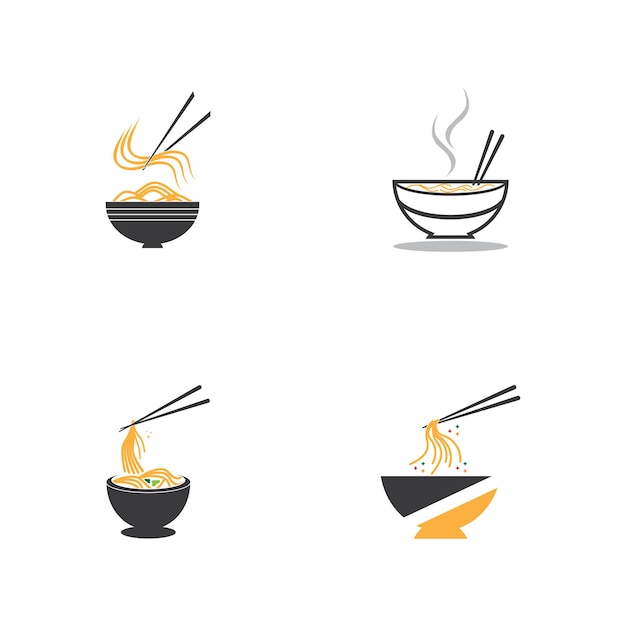 Illustrazione di vettore di logo della ciotola di pasta alimentare di noodle