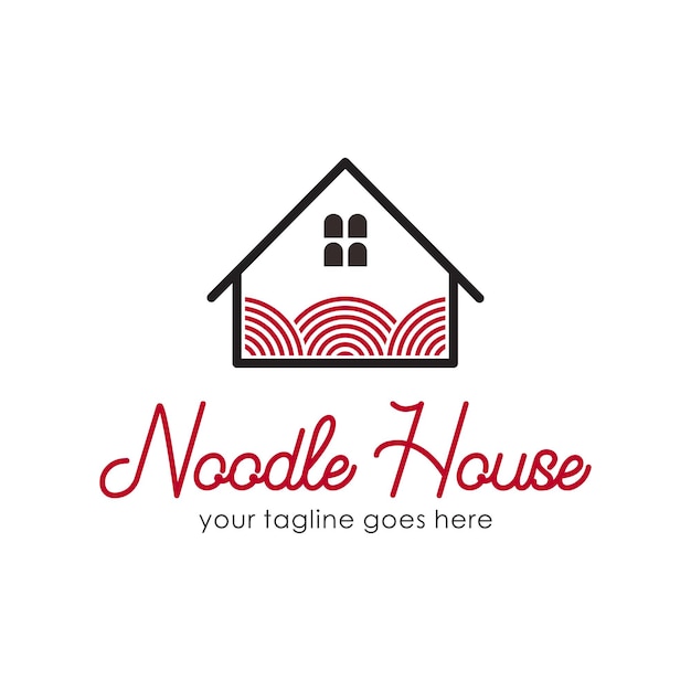 Noodle house illustrazione vettoriale stile piatto cibo giapponese logo design