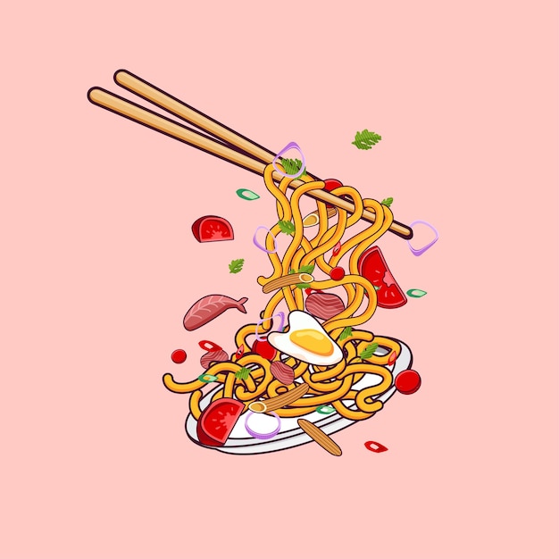 Vector noodle illustratie eten