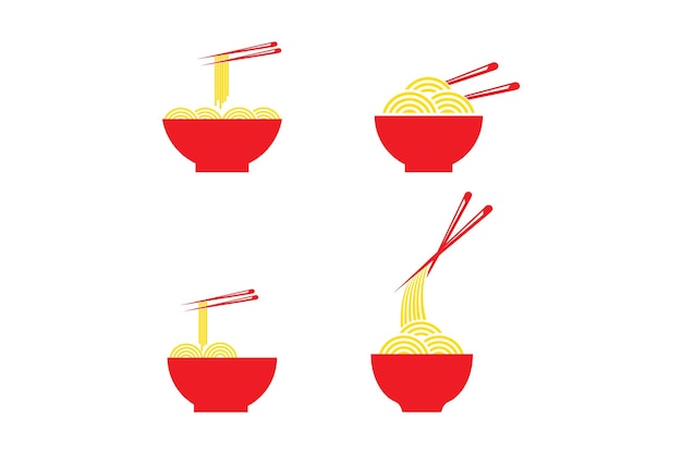 Шаблон иконки логотипа лапши векторная иллюстрация японского рамена